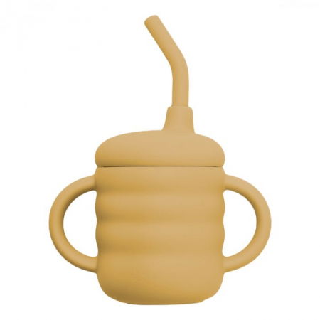 Cana din silicon cu pai, AppeKids - Galben Miere [3]