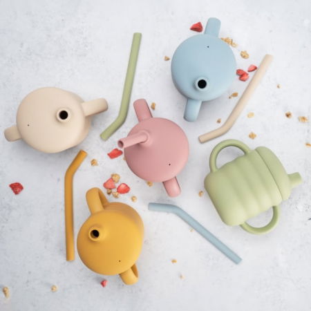 Cana din silicon cu pai, AppeKids - Galben Miere [5]
