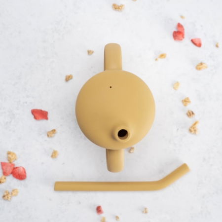 Cana din silicon cu pai, AppeKids - Galben Miere [4]