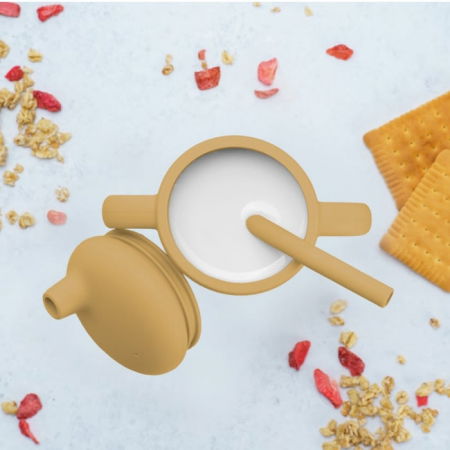 Cana din silicon cu pai, AppeKids - Galben Miere [1]