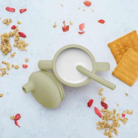 Cana din silicon cu pai, AppeKids - Verde [1]