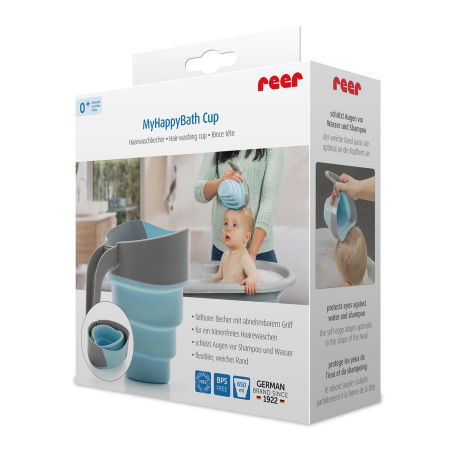 Sisteme De Siguranță Copii - Cana pliabila pentru clatit si spalat parul bebelusului MyHappyBath Cup, fara BPA, 0+ luni, Reer 76082