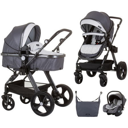 Sisteme De Siguranță Copii - Carucior Chipolino Havana 3 in 1 silver grey