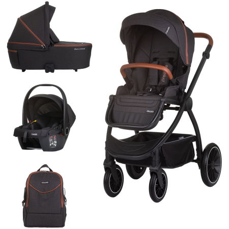 Cărucioare copii - Carucior Chipolino Prestige 3 in 1 blackberry