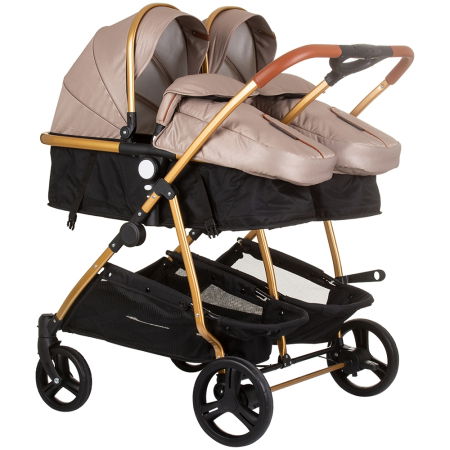 Cărucioare copii - Carucior gemeni Chipolino Duo Smart 2 in 1 golden beige