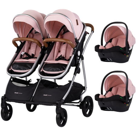 Cărucioare copii - Carucior gemeni Chipolino Duo Smart 3 in 1 pink marshmallow