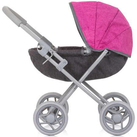 Papusi - Carucior pentru papusi Chipolino Daisy grey pink linen