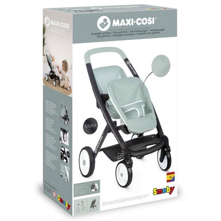 Carucior pentru papusi Smoby Maxi Cosi Twin albastru [5]