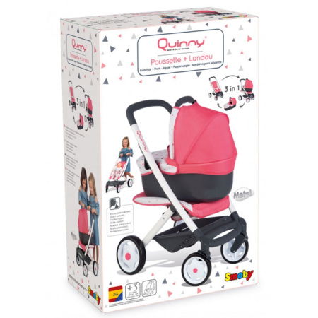 Carucior pentru papusi Smoby Quinny Combi 3 in 1 roz [5]