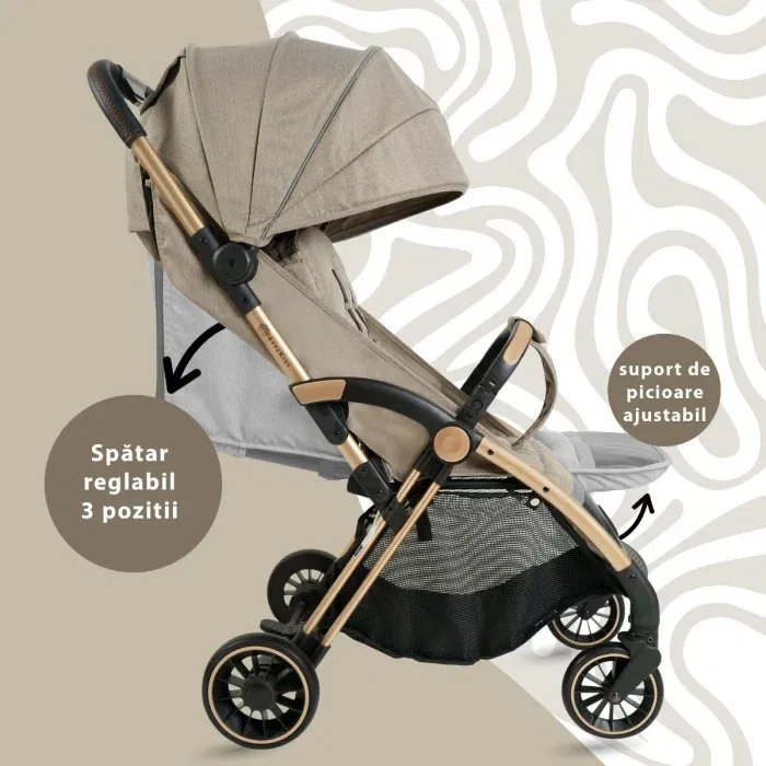 Carucior Sport AppeKids – Upp – Ultracompact, Pliere automata, De la nastere la 22kg - Bej [4]
