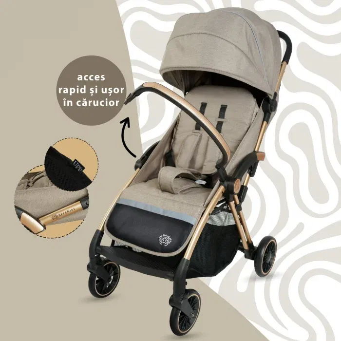 Carucior Sport AppeKids – Upp – Ultracompact, Pliere automata, De la nastere la 22kg - Bej [1]