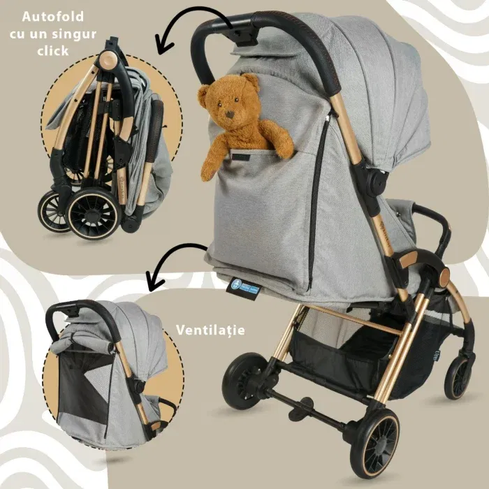 Carucior Sport AppeKids – Upp – Ultracompact, Pliere automata, De la nastere la 22kg - Gri [3]