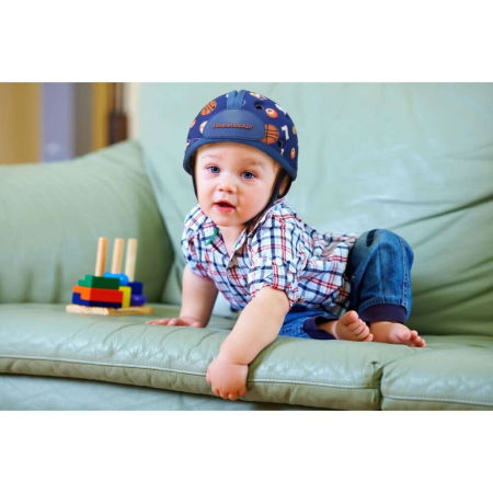 Siguranta copii/Protectii copii pentru casa - Casca protectie bebelusi cu spuma flexibila, ultrausoara, reglabila, 7-24 luni, albastra, SafeHead Baby Sporty, SHB004