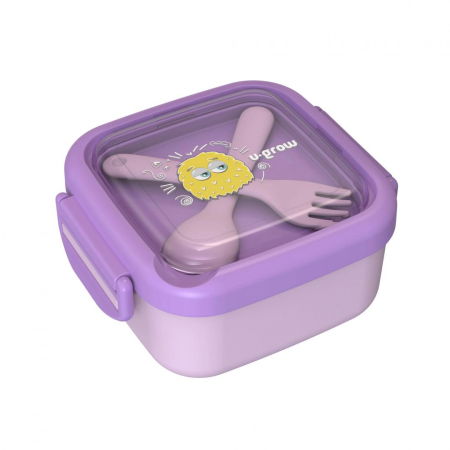 Alimentatie/Termosuri, recipiente mancare - Caserola 2in 1 cu lingurita si furculita, mov, U-Grow