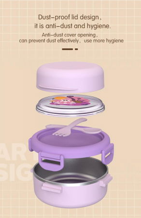Caserola termica cu lingurita si furculita, mov, U-Grow [4]