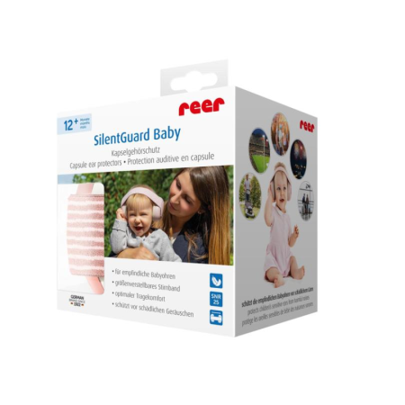 Casti antifonice pentru bebelusi, ofera protectie auditiva, SNR 25, ajustabila 47-54 cm, 12+ luni, roz, Reer SilentGuard Baby 53074 [11]
