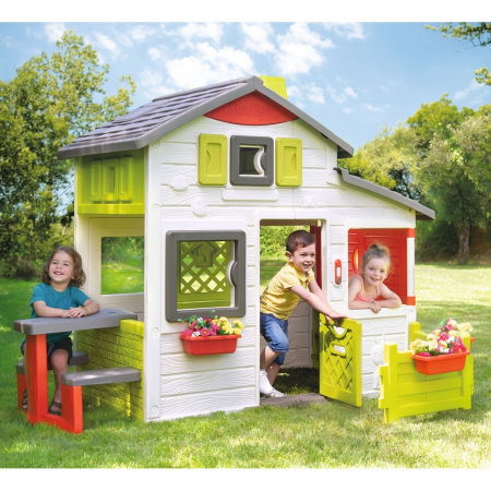 Casuta pentru copii 3 ani,  Smoby Friends Playhouse Neo cu gradina [3]
