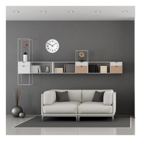 Ceas analog de perete, alb cu argintiu, cifre mari, TFA 60.3017 [2]