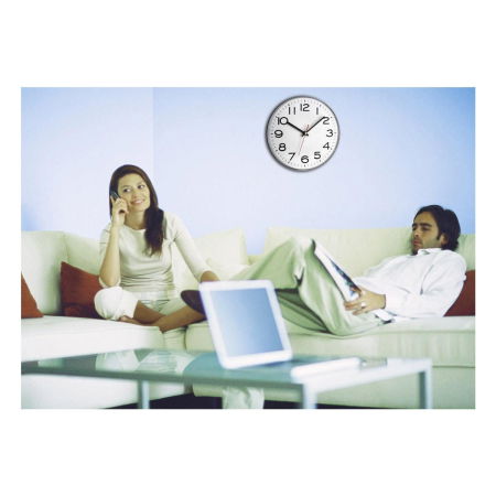 Ceas analog de perete, alb cu argintiu, cifre mari, TFA 60.3017 [4]