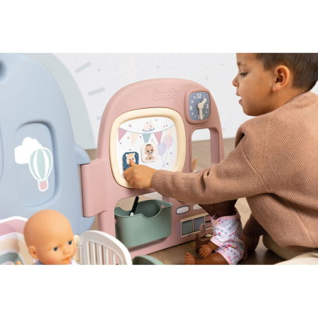 Centru de ingrijire pentru papusi Smoby Baby Care Childcare Center albastru roz cu accesorii [1]