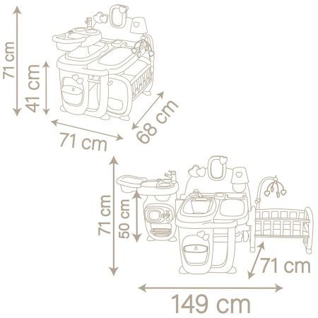 Centru de ingrijire pentru papusi Smoby Baby Nurse Doll`s Play Center maro cu 23 accesorii [6]