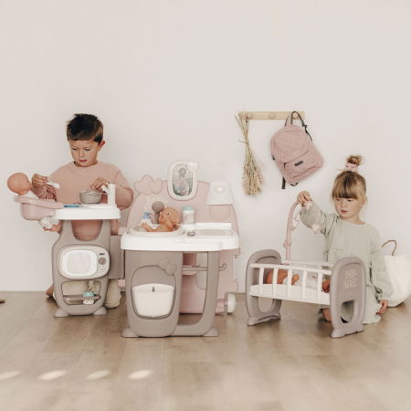 Centru de ingrijire pentru papusi Smoby Baby Nurse Doll`s Play Center maro cu 23 accesorii [7]