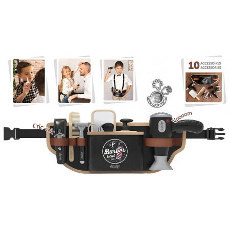 Centura  copii frizer de la 3 ani+, Smoby Barber and Cut negru cu accesorii [2]