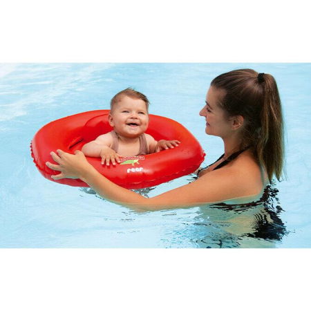 Produse îngrijire copii - Colac scaun gonflabil de inot pentru bebelusi, pana la 11 kg (6-12 luni), rosu, Reer MySwimBuddy Swim Seat, 66014