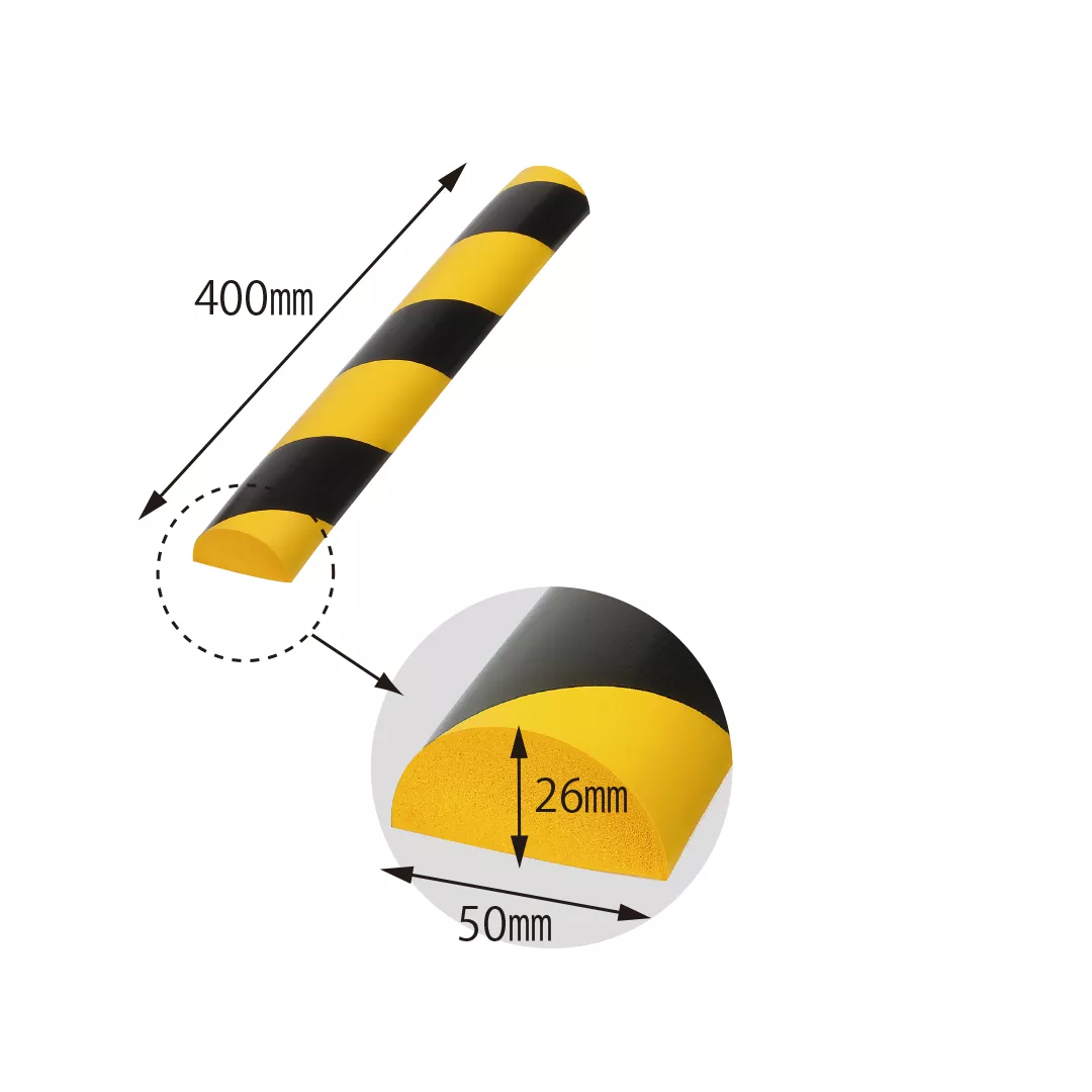 Coltar protectie perete, semicilindric, din spuma, negru/galben, 50x400x26mm [1]
