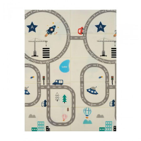 Covor de joaca pentru copii U-Grow, din spuma, pliabil, 2 fete, impermeabil, izolant, 120 x 180 x 1 cm, circuit [1]