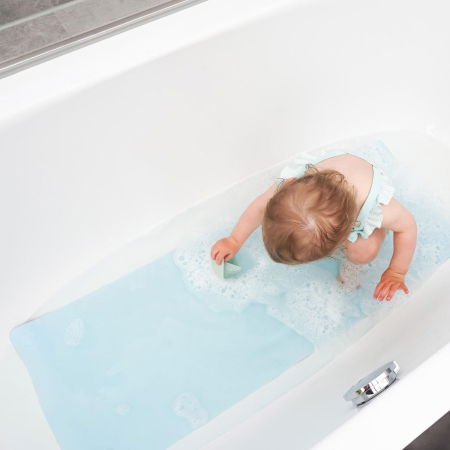 Covoras de baie antialunecare cu ventuze, din cauciuc natural, antibacterian, dreptunghiular, 97 x 36 cm, albastru, MyHappyBath Mat XL, Reer 76033 [8]