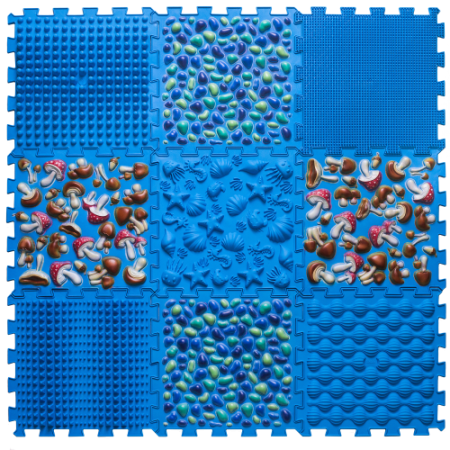 Covorașe - Covoraș ortopedic pentru masaj Puzzle "Mix" 9 elemente Albastru