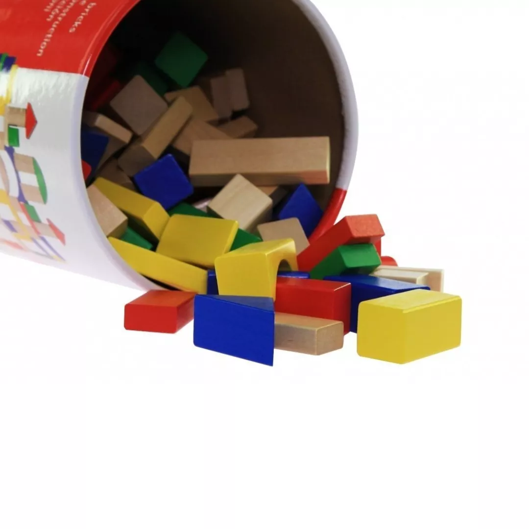 Cuburi pentru construit, din lemn, pentru copii, 100 buc, Goki [3]
