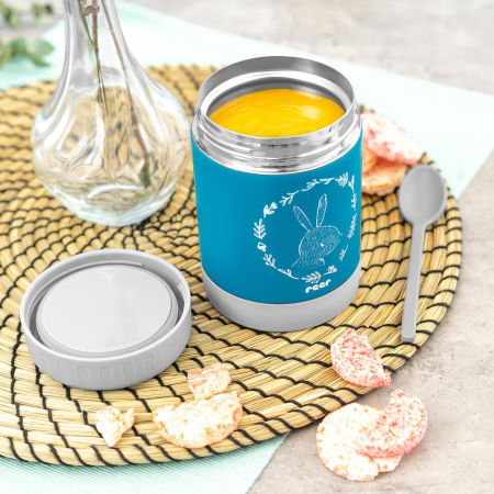 Termosuri, recipiente mâncare pentru copii - Cutie termica pentru mancare, otel inoxidabil vidat, 300 ml, albastra, Reer ColourDesign 90411