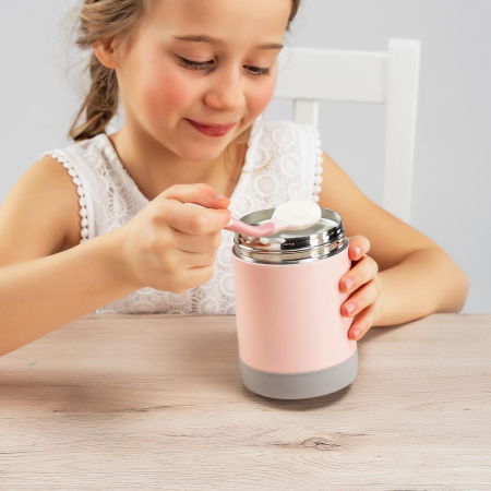 Cutie termica pentru mancare, otel inoxidabil vidat, 300 ml, roz, Reer ColourDesign 90424 [1]