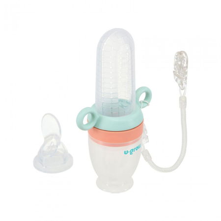 Dizpozitiv de hranire cu 2 tetine : suzeta fructe + lingurita, U-Grow [1]