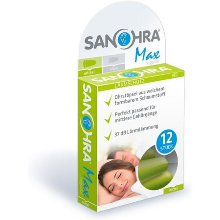Căști antifonice copii - Dopuri de urechi pentru adulti, pentru protectia auzului impotriva zgomotului, SNR 37dB, 12 bucati, spuma, verde, SANOHRA Max