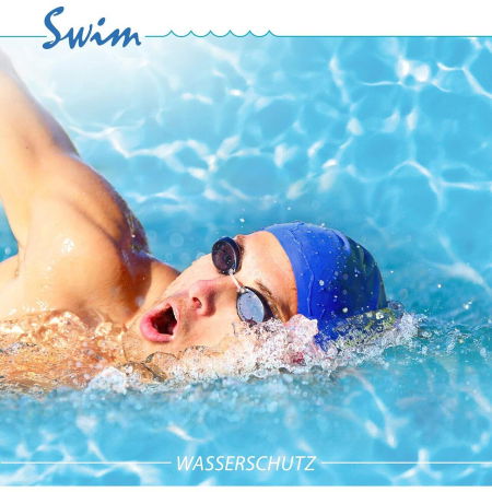 Dopuri de urechi pentru inot, impiedica patrunderea apei in urechi la adulti, reutilizabile, hipoalergenice, albastre, SANOHRA Swim [1]