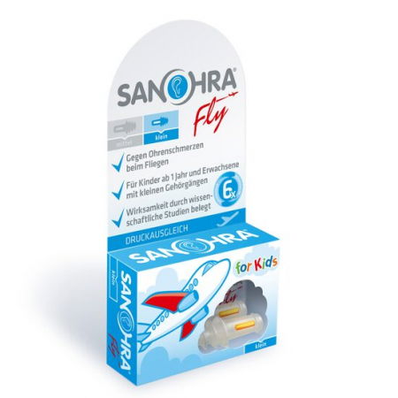 Căști antifonice copii - Dopuri pentru protectia urechilor la copii pe timpul zborului cu avionul, 1 an+, transparente, reutilizabile, hipoalergenice, SANOHRA Fly KidsDopuri pentru protectia urechilor la copii pe timpul zboru