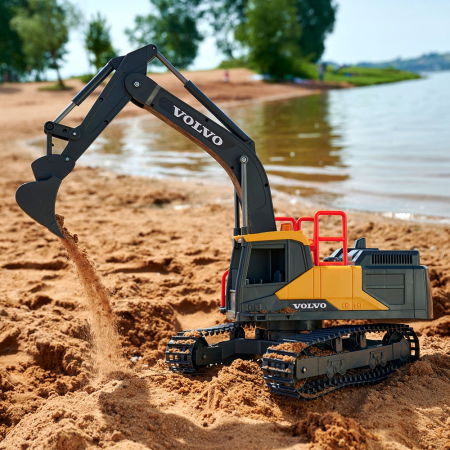 Excavator Dickie Toys Volvo Mining Excavator 60 cm cu telecomanda, lumini si sunete gri [5]