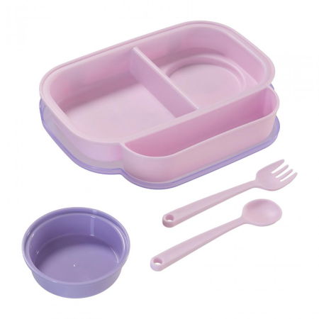 Farfurie compartimentata cu capac si lingurita si furculita, mov, U-Grow [5]