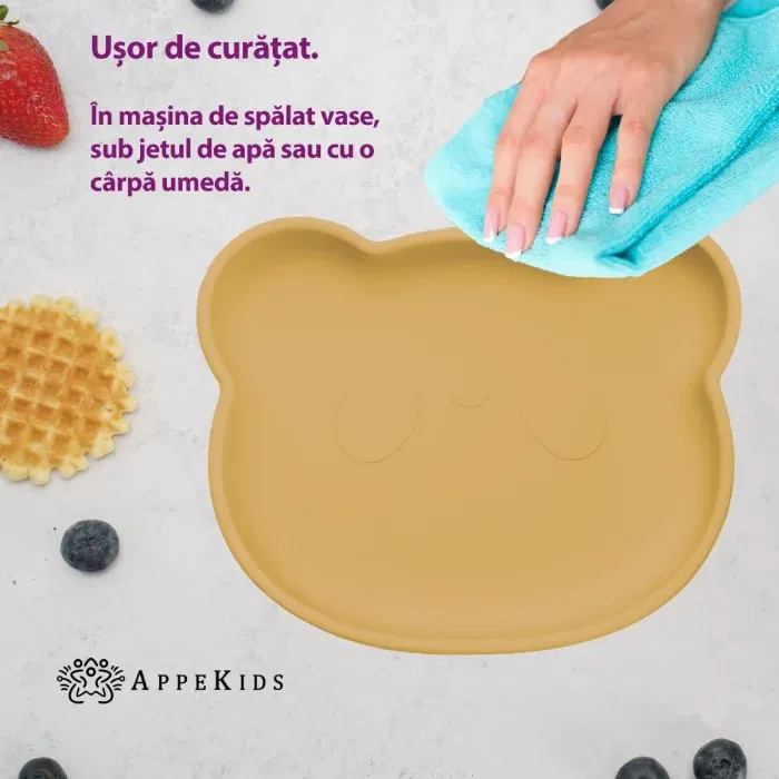 Farfurie din silicon cu ventuza, AppeKids, Panda - Galben [1]