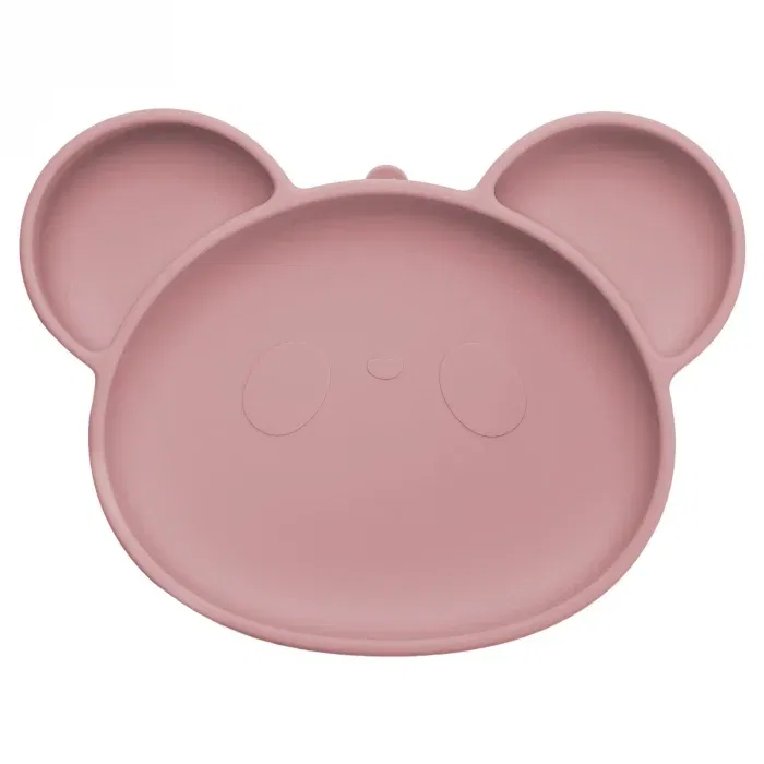 Termosuri, recipiente mâncare pentru copii - Farfurie din silicon cu ventuza, AppeKids, Panda - Roz