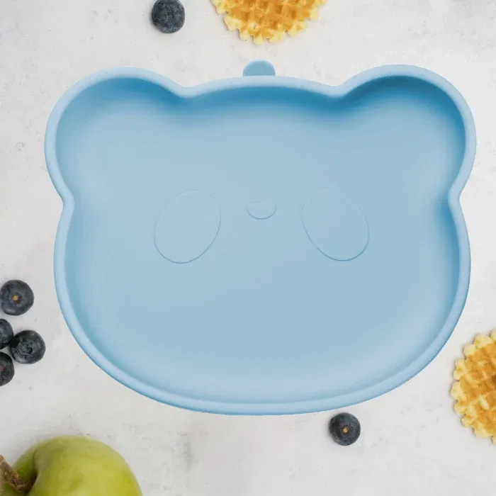 Termosuri, recipiente mâncare pentru copii - Farfurie din silicon cu ventuza, AppeKids, The Little Bear - Albastru