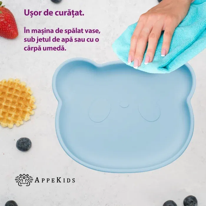 Farfurie din silicon cu ventuza, AppeKids, The Little Bear - Albastru [1]