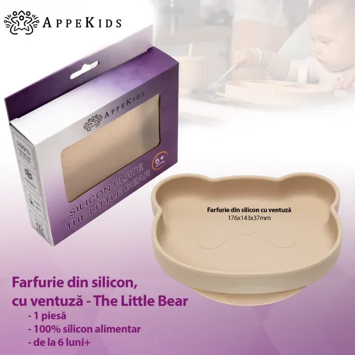 Farfurie din silicon cu ventuza, AppeKids, The Little Bear - Bej [2]
