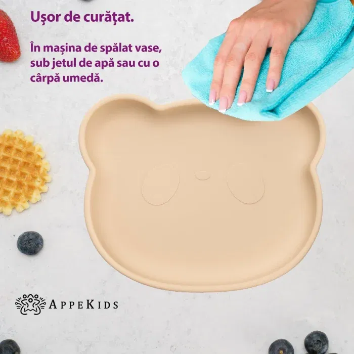 Farfurie din silicon cu ventuza, AppeKids, The Little Bear - Bej [1]