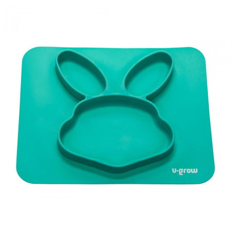 Suzete bebe - Farfurie din silicon, forma iepuras, U-Grow