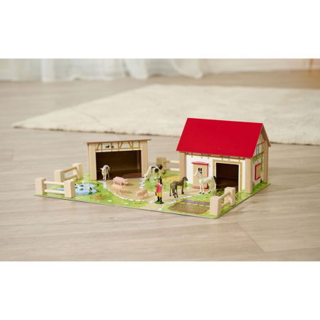 Ferma din lemn  pentru copii de la 3 ani+ , Eichhorn 51x36x17 cm cu 20 accesorii [2]