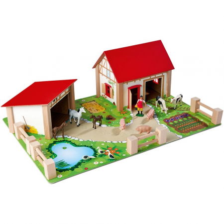 Ferma din lemn  pentru copii de la 3 ani+ , Eichhorn 51x36x17 cm cu 20 accesorii [1]